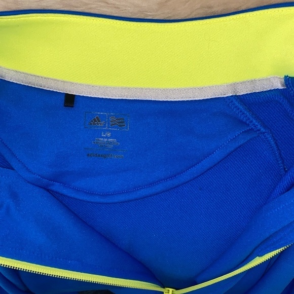 2/49$ Men’s Adidas full zip neon yellow & blue‎ sport Golf Jacket Sz Large - Picture 5 of 11